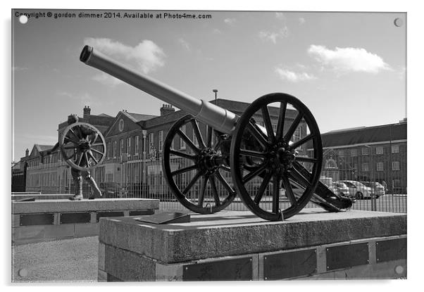 A naval Field Gun at Portsmouth Acrylic by Gordon Dimmer