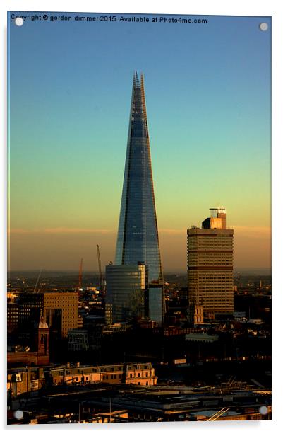  The Shard as the sun goes down Acrylic by Gordon Dimmer