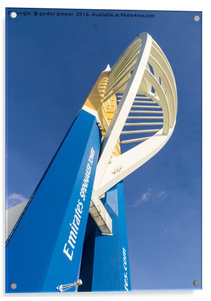 An imposing view of the Spinnaker Tower Acrylic by Gordon Dimmer