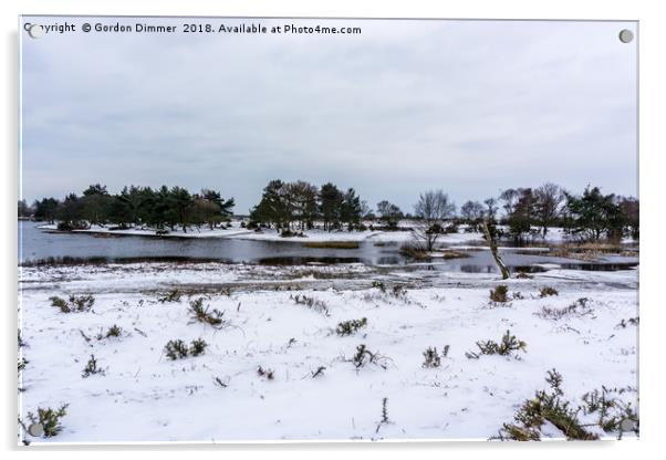Hatchet Pond in Snow Acrylic by Gordon Dimmer