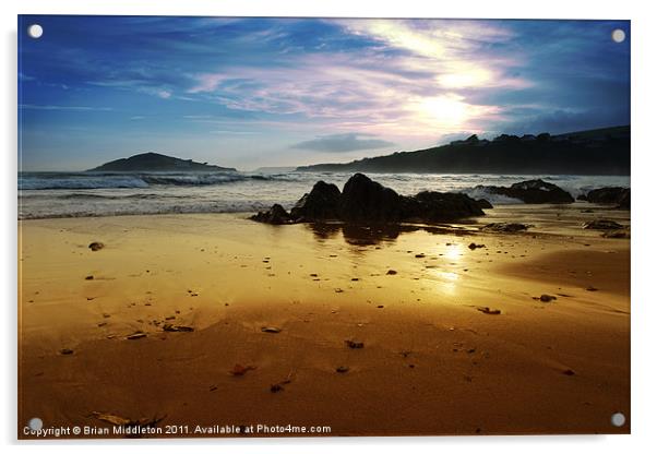 Bantham Beach at sunset Acrylic by Brian Middleton