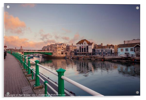 Weymouth Harbour Bridge Acrylic by Paul Brewer