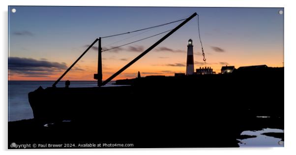 Portland Bill Lighthouse through the Red Crane Acrylic by Paul Brewer