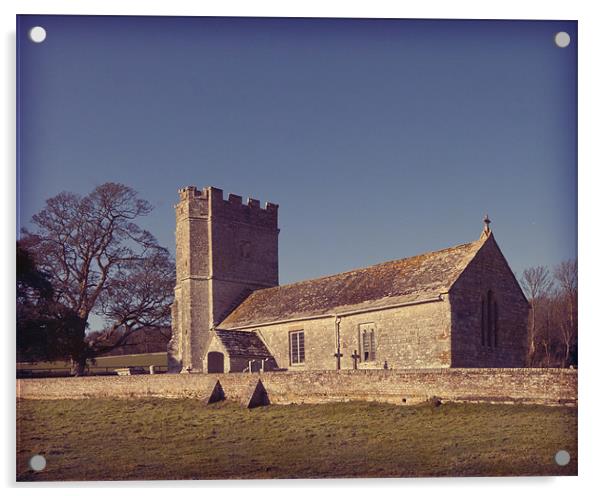 Whitcombe Church near Dorchester. Acrylic by Paul Brewer