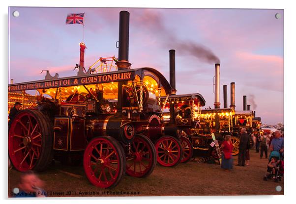 Showmans Engines at Sunset Acrylic by Paul Brewer