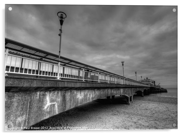 Bournemouth Pier in black and white Acrylic by Paul Brewer
