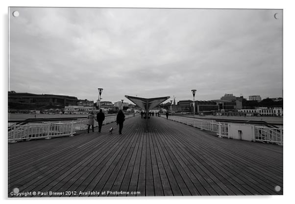 A walk on the pier at Bournemouth Acrylic by Paul Brewer