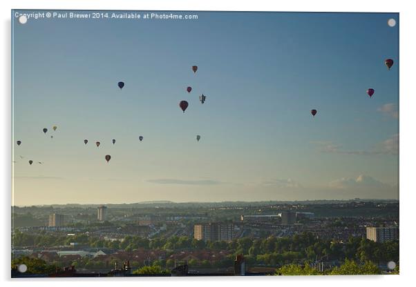  Balloons Fly over Bristol Acrylic by Paul Brewer