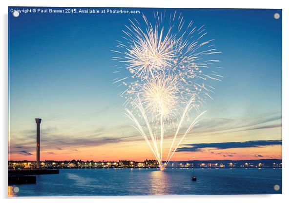  FIREWORKS IN WEYMOUTH Acrylic by Paul Brewer
