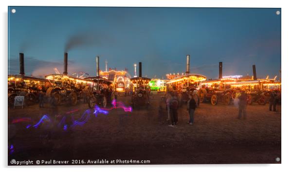 Evening at Great Dorset Steam Fair 2016 Acrylic by Paul Brewer
