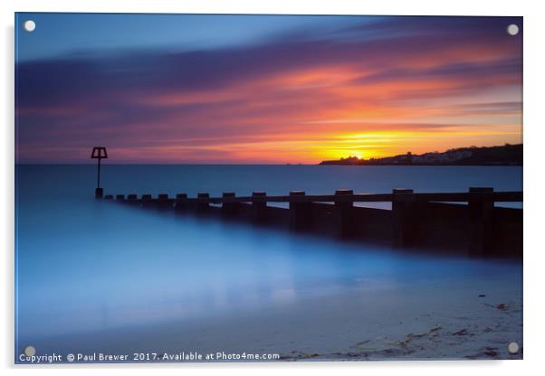 Swanage Seafront Sunrise Acrylic by Paul Brewer