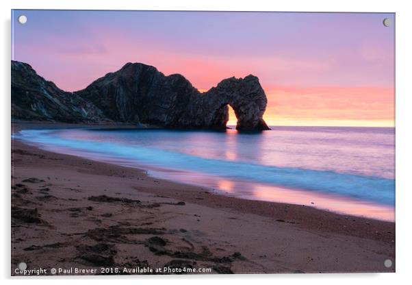 Durdle Door at Sunrise Acrylic by Paul Brewer