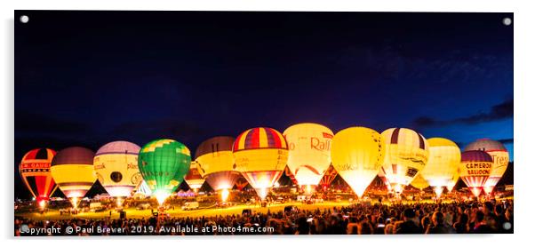 Bristol Balloon Fiesta Nightglow Panoramic Acrylic by Paul Brewer