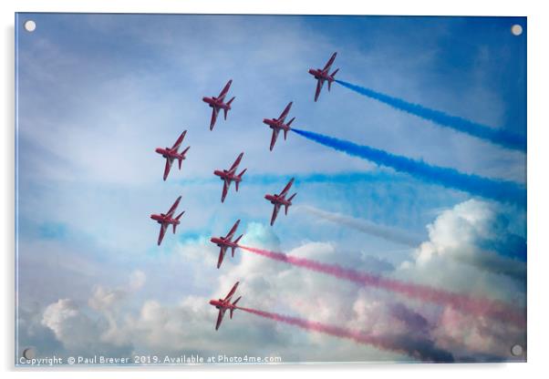 Red Arrows in Weymouth Acrylic by Paul Brewer