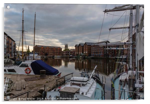 Gloucester Docks with Gloucester Cathedral Acrylic by Paul Brewer