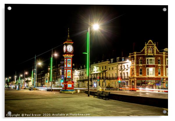 Weymouth Town Clock Acrylic by Paul Brewer