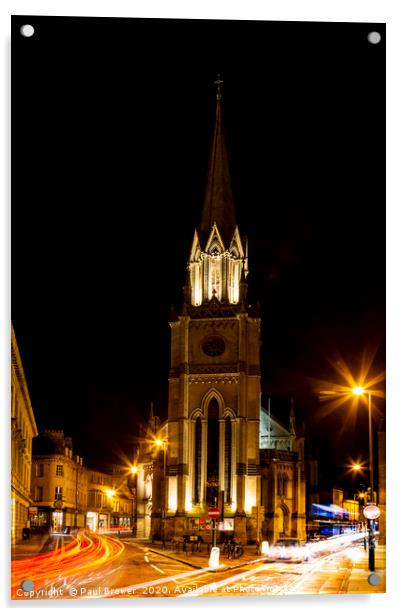 St Michaels Church Bath at Night Acrylic by Paul Brewer