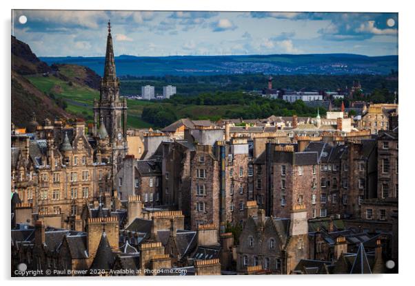 Edinburgh Skyline Acrylic by Paul Brewer