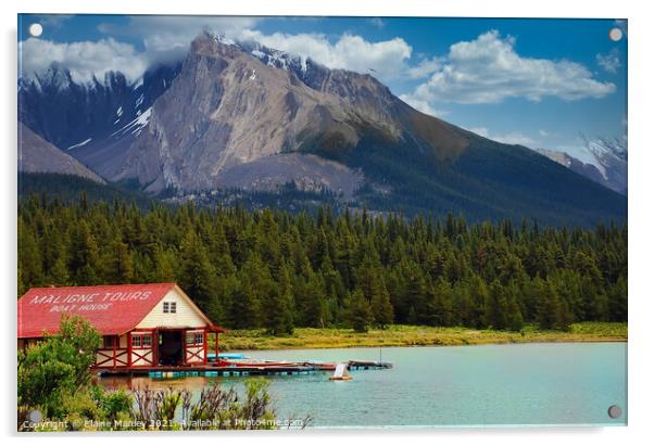 Maligne Lake   Alberta   Canada  Acrylic by Elaine Manley