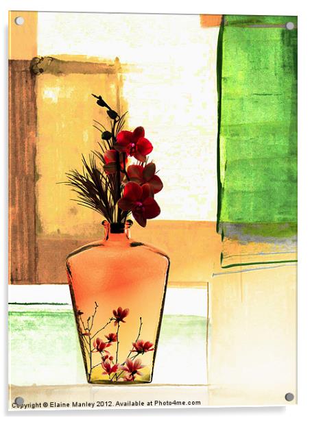 Floral Vase Acrylic by Elaine Manley