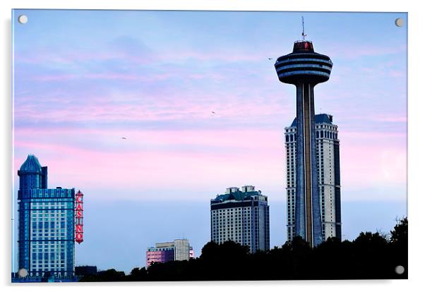Skylon Tower and Niagara Casino Acrylic by Elaine Manley
