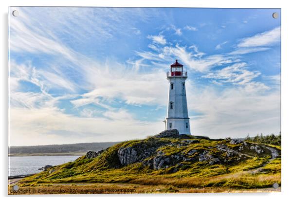 Louisbourg Lighthouse Acrylic by Elaine Manley