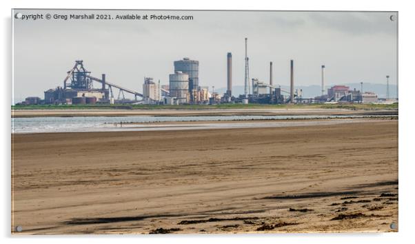 Redcar Steelworks from The North Gare Teesside Acrylic by Greg Marshall