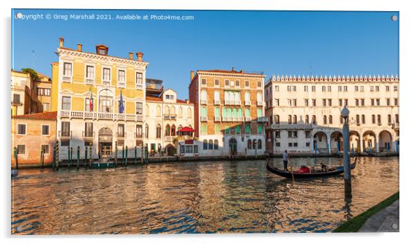 Gondolier Grand Canal Venice Italy Acrylic by Greg Marshall