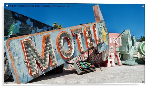 Motel Neon Sign, las Vegas, Nevada Acrylic by Greg Marshall