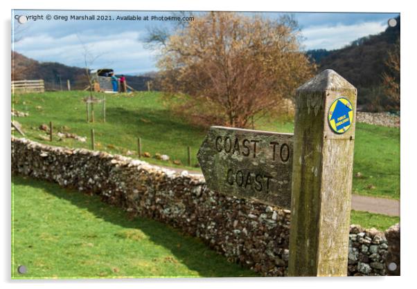 Coast to Coast long distance walk signpost   Acrylic by Greg Marshall