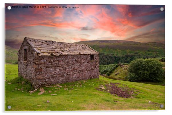 Yorkshire Dale Barn Swaledale Acrylic by Greg Marshall