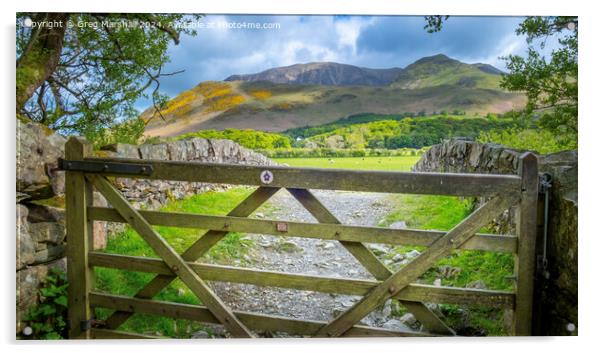 Gate to the Wainrights in Buttermere Acrylic by Greg Marshall