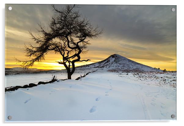 Winter Sunset Roseberry Topping Teesside Acrylic by Greg Marshall