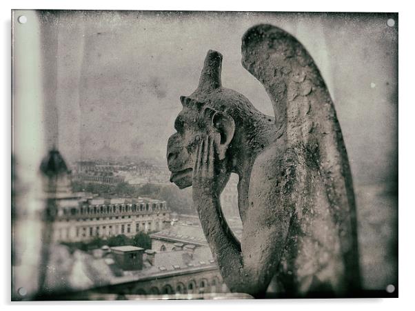 Stryga Gargoyle Notre-Dame Paris Acrylic by Greg Marshall