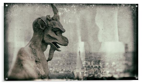 Goat Gargoyle Notre-Dame Paris Acrylic by Greg Marshall
