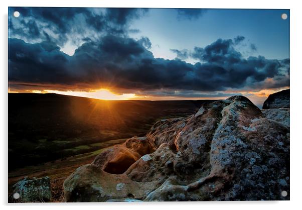 Sunset over Scugdale North Yorkshire Acrylic by Greg Marshall