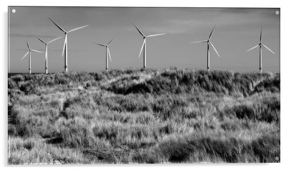 Wind Turbines Redcar North Sea Acrylic by Greg Marshall