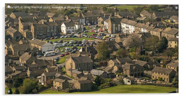 Reeth village centre in the heart of the Yorkshire Acrylic by Greg Marshall