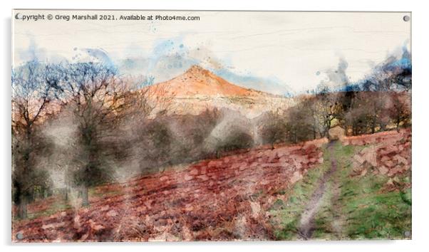 Roseberry Topping Watercolour Acrylic by Greg Marshall