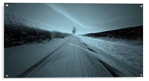 Blue snow road Acrylic by Kevin Dobie