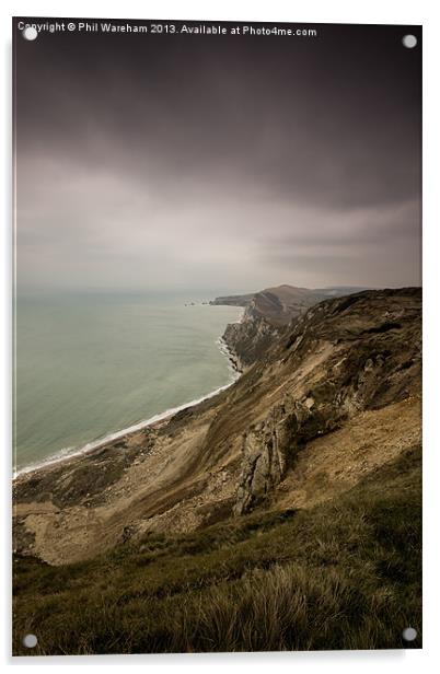 Worbarrow Cliffs Acrylic by Phil Wareham