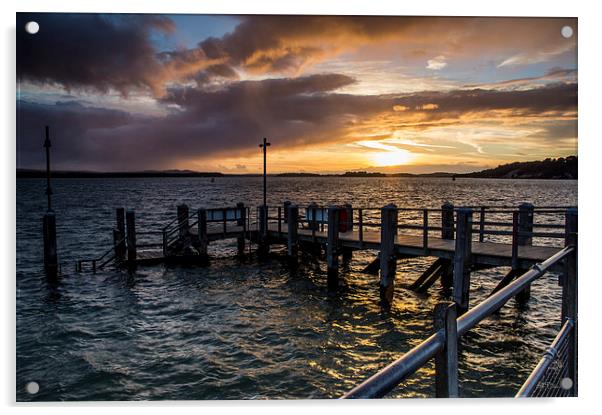 Sandbanks Ferry Sunset Acrylic by Phil Wareham