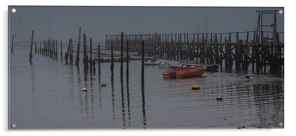 Fog and the jetty Acrylic by Phil Wareham