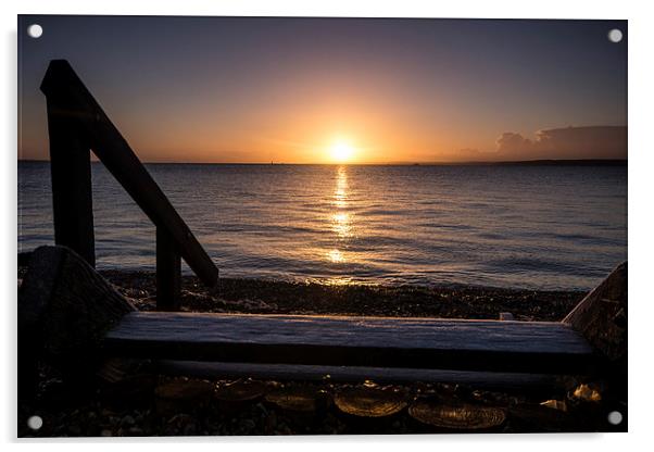 Sunrise at Calshot Acrylic by Phil Wareham