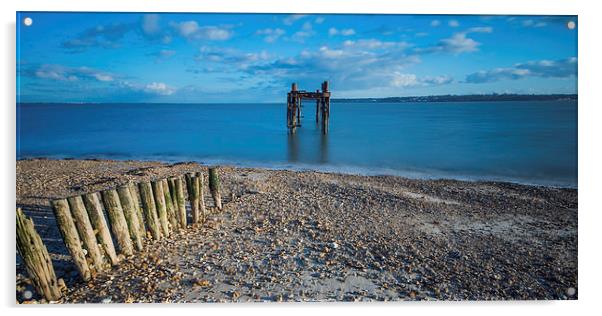 Across the Solent from Lepe Acrylic by Phil Wareham