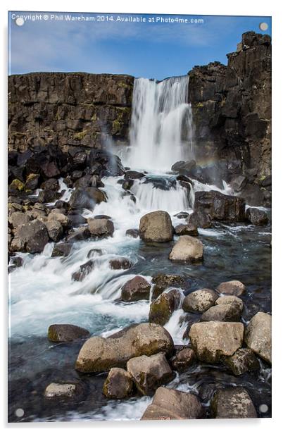 Waterfall at Thingvellir National Park Acrylic by Phil Wareham
