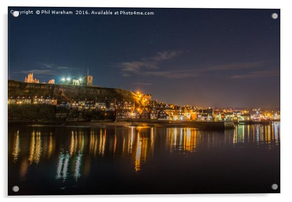 Whitby at Night Acrylic by Phil Wareham