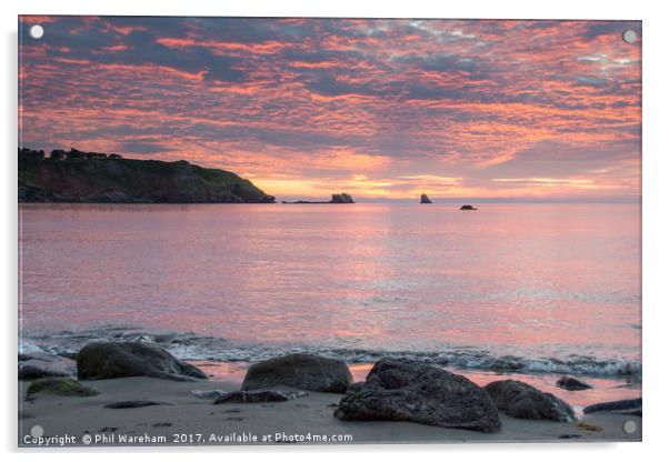 St Mary's Bay Sunrise Acrylic by Phil Wareham