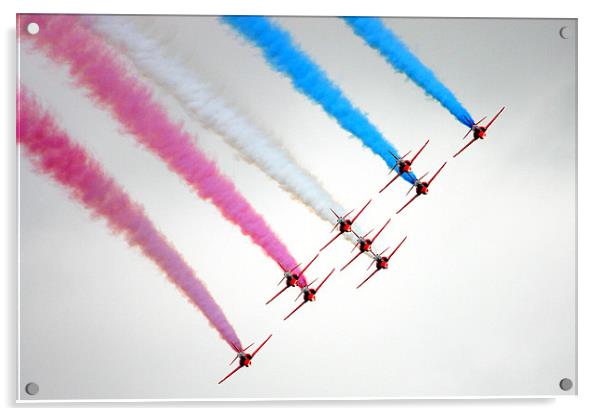 Red Arrows perfect formation Acrylic by Andrew Watson