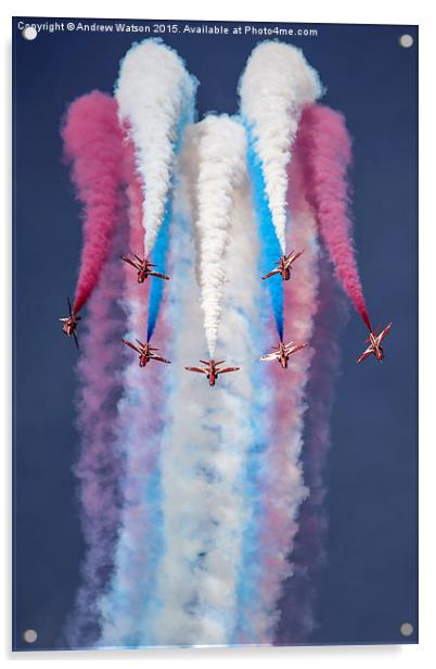  RAF Red Arrows Champagne Split - RIAT 2014 Acrylic by Andrew Watson